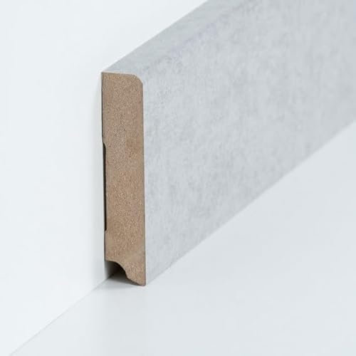 Proviston - Battiscopa in MDF, 19 x 96 x 2500 mm, nucleo in MDF laminato, grigio per incollare, viti e chiodi, 2,5 m, 1 pezzo