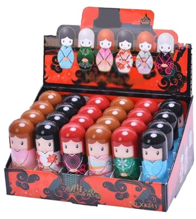 Bálsamo de labios multiplicada, en forma de muñeca 24 Lipbalm, reparación mini bálsamo labial para eliminar la nutrición de la piel muerta (1 caja)