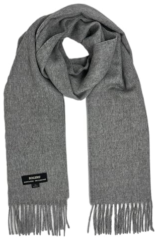 SOLERU 100% Baby Alpaca Wool Scarf for Men & Women - Imported from Peru (Light Gray)