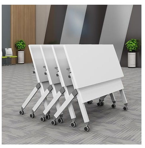 4PCS Klappbarer Schreibtisch Besprechungstisch, Klappbarer Konferenztisch Mit Rollen, Konferenzraumtisch Für Büro, Modularer Großer Seminartisch, Klappbarer Schulungstisch(160*60*75cm/63*23.6*29.5in)
