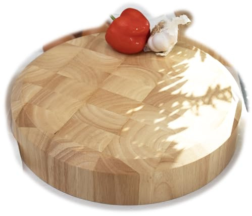 30cm Round End Grain Wooden Thick Heavy Kitchen Chopping Board Butchers Block