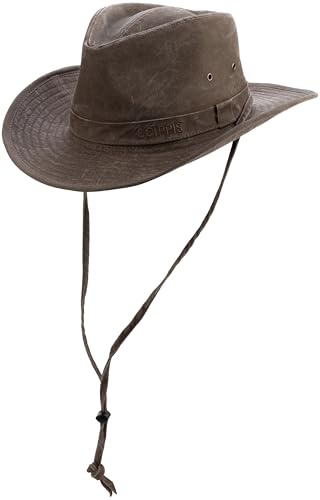 SCIPPIS Jackson Outdoorhut Herren Damen – Westernhut aus Baumwolle – UPF50+ mit Kinnriemen – formbare Krempe – Sommerhut für Outdoor, Camping, Wandern