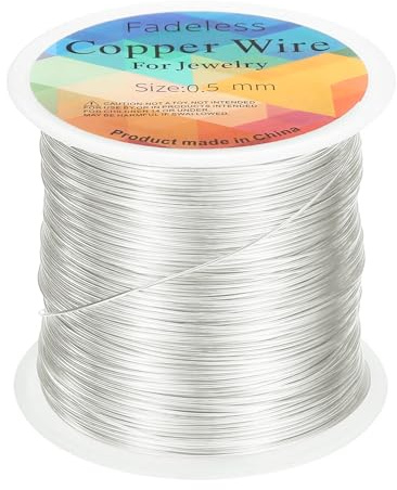 sourcing map Artistic Wire 203ft Length 24 Gauge Copper Craft Jewelry Wrapping Wire Tarnish Resistant Beading for Jewelry Making Supplies Crafting, Bright Silver