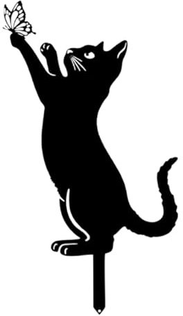 Piquets Décoratifs en Métal - Chat Noir en Statue pour Jardin | Ornements Extérieurs pour Pelouse, Idéaux pour Les Amoureux des Chats - Décoration De Jardin Original
