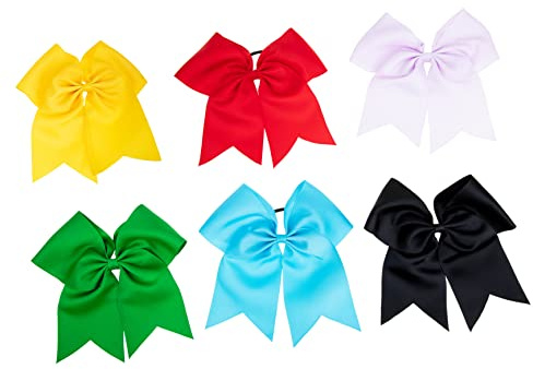 VICASKY 6 Pièces Nœuds Cheveux Femme Élastiques Cordons Nœuds Pom-pom Girls Élastiques Cheveux Ruban