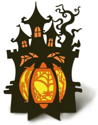 DELORIGIN 3D Halloween Lanterns Cutting Dies Card Making Die Stencil Carbon Steel Die Cuts Card Scrapbooking Embossing Template Dies for Halloween Greeting Cards Craft Paper Album Invitation Decor