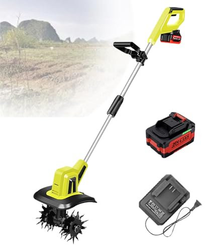Motozappa Rotativa da Giardino, Coltivatore Elettrico per Terreno con Batteria da 20 V, Larghezza di Lavoro 25 cm, Profondità di Lavoro 22 cm, Ideale per Prati e Orti,1battery