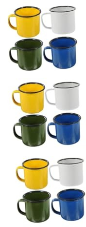 HOMOBABE 12pcs Enamel Camping Mugs Small Hiking Mug Portable Vintage Tea Cups Latte Cup for Outdoor Activities Campfire Picnic Travel Random Color