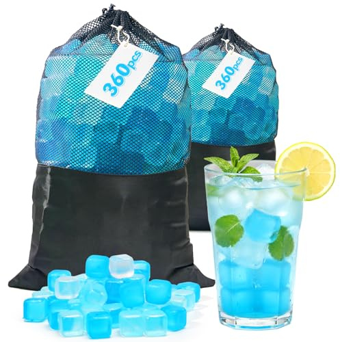 Nilpferd 720 Pack Reusable Ice Cubes for Drinks, BPA-Free Ice Packs for Lunch Boxes, Coolers, Refreezable Plastic Ice Cubes Without Diluting Drinks for Party Hosts & Outdoor Ice Baths Enthusiasts