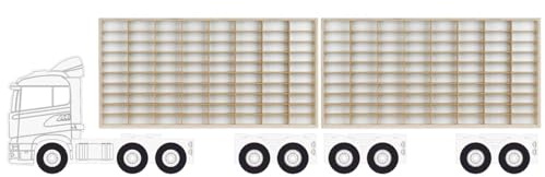 ART TWIST HOME ArtTwist 2X Modellauto Vitrine | Hot Wheels Aufbewahrung zu 160 Fächen | Sammlervitrine Hängend 78,5cm x 40cm x 4cm | Setzkasten Holz für Wanddeko und Organisation (LKW 016BL+)