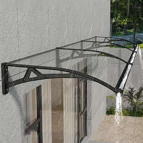 LIMENQIN Aluminium Haustür Vordach, Überdachung Haustür aus Polycarbonat, Haustürüberdachung Mit Entwässerung, for Schutz Vor Sonne, UV-Strahlung, Regen Und Schnee(60x120cm/23.6x47.2inch)