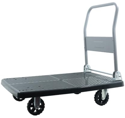 QYMYOZ Schwerlast-Transportwagen mit klappbarer Ladefläche und Rädern – Stahlplattformwagen für einfachen Transport, kompaktes Design zum Schieben und Ziehen, ideal für Zuhause