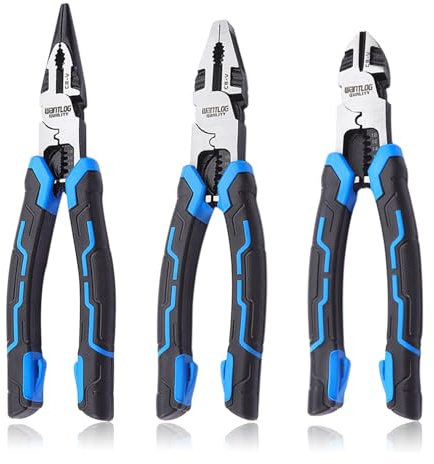 3 PCS High Leverage Pliers Set, Combination Plier with Insulated Handles Pliers Tool Set 9 Needle Nose 9 Diagonal Cutting 9 Linesman for DIY Repair Industrial Use
