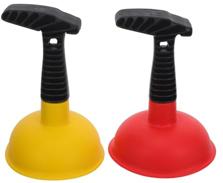 Hoement Ventouse pour Débouchage de Canalisations, Lot de 2 Pompes en Caoutchouc Épais, Mini Ventouses pour Évier, Toilettes et Bain, Usage Fréquent, Rouge et Jaune