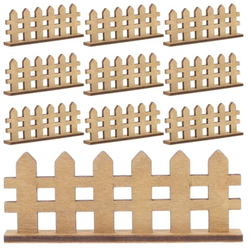 VINTORKY 12pcs Miniature Wood Picket Fence for Small Gardens and Succulents, Wooden Decorative Pickets with Nonfading Coffee Colour and Easy Assembly, for Balconies and Indoor Desktops