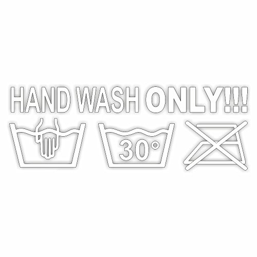 folien-zentrum - Hand Wash Only 17cmx6cm - hochwertiger Aufkleber Auto Tuning - OEM JDM Auto Sticker Handwash - Lustige Autosticker Fun Spruch Schriftzug - Autoaufkleber - Made in Germany (weiß)
