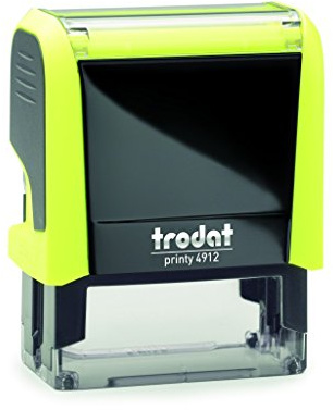 Trodat Printy 4912 - Jaune fluo - Personnaliser avec texte souhaité, personnaliser ici en ligne - Tampon auto-encreur pour nom, tampon d'adresse, tampon d'entreprise, 5 lignes, 46 x 17 mm