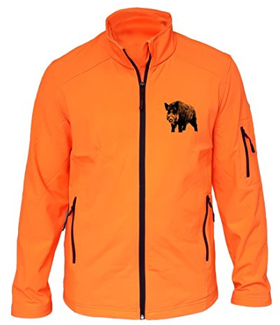 AtooDog Veste de Chasse en Softshell, Sanglier (186, Orange, M, AV Manches, AV Manches)