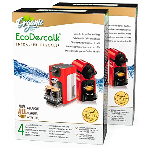 EcoDescalk Biologico in Polvere, 2x4 Sacchetti. Decalcificante 100% Naturale. Detergente per Macchine da caffè. Tutte Le Marche. 8 Decalcificazioni.