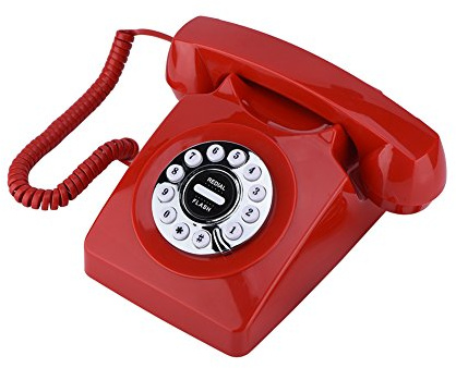 Eboxer Téléphone Vintage Téléphone Filaire à Cadran Rotatif téléphone rétro Décoration (Rouge)