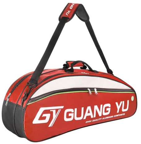 Sac de Raquette Badminton Tennis 6 Sacs de Tennis Portable Sac de Transport à Bandoulière Sport Sac à Dos Raquette Tennis Sacoche de Rangement pour Raquette Badminton avec Stockage de Chaussures