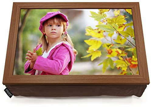 Pixly® Large Personalised Custom Photo Lap Tray Lap top Cushion Bean Bag | Walnut Finish A3