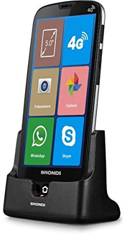 Brondi Amico XS unlocked - 8 GB Smartphone Dual Sim, Connettore reversibile Type-C, Android 10, Nero, 5.0