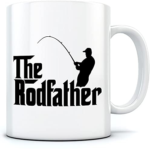 HotScamp The Rodfather - Mug for Tea Coffee - Fishing Fisherman Angling One Size White