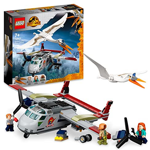 LEGO Jurassic World Quetzalcoatlus Plane Ambush 76947 Building Kit; Fun Toy Playset for Kids Aged 7 and Up, Featuring a Brick-Built Aeroplane, Pterosaur Figure and 3 Minifigures (306 Pieces)