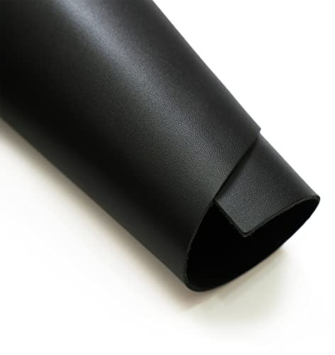 Soletec Full Grain Leather Square, Thick Cowhide Leather Sheet, Pre-Cut Pieces for Crafting, Tooling, Sewing, Black, 1.5-1.7mm, 7x14