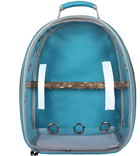 Zaino Porta Uccelli Traspirante per Pappagalli, Capsula Spaziale Bubble Bird Portatile da Viaggio con Ciotola per Alimentazione, Azzurro