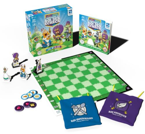 Megableu L’Histoire du Roi des Échecs - Jeu Éducatif Enfant 2 en 1 | Version française pour 2 à 4 joueurs dès 3 ans - Apprenez les échecs avec des histoires, mini-jeux et plateau réversible