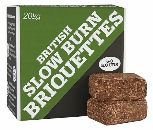 2 X Premium Slow Burn Briquettes - 6 to 8 hours Perfect for Log Burners & Wood Stoves. (20 Briquettes Per Box) Eco Friendly – Made in Wales (2 x 20Kg Box)