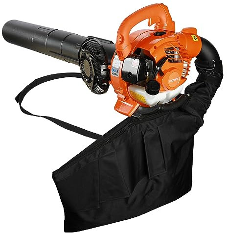 CUSROS 2-Stroke 26cc Petrol Leaf Blower and Vacuum, 2ph 424 CFM Garden Vacuum, 5kg Lightweight Leaf Vacuum Leaf Collector, Oil Consumption<710gkwh