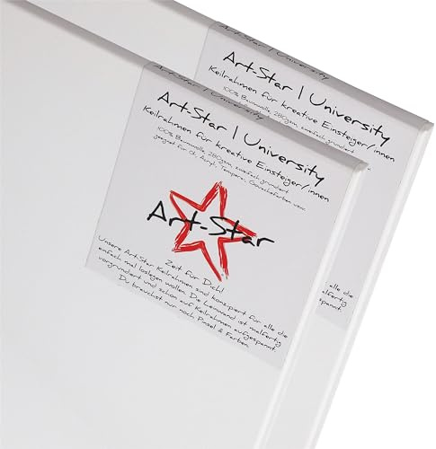 2x Art-Star | UNIVERSITY KEILRAHMEN 70x70 cm | Leinwände auf Keilrahmen 70x70 cm | Leinwandtuch vorgrundiert, malfertige bespannte quadratische Keilrahmen mit Leinwand zum malen