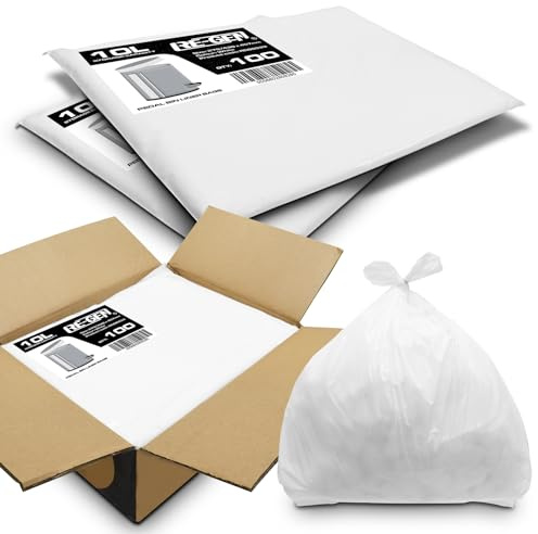 Full Case | 1000 Bags | RE-GEN 10L Essential Range Small Kitchen, Bathroom Pedal Bin Liners Clear Refuse Sacks | Everyday, Office & Home Use | Quality Rubbish Garbage Bags 279/430 x 457mm