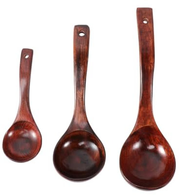 Alipis 3pcs Solid Wood Bend Spoon Soup Ladle Wooden Ladles Cooking Utensils for Kitchen Dining