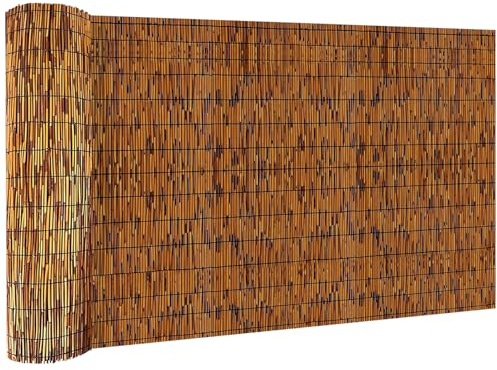 KOIUEYW Natürliche Schilfrohr-Zaunrollen, umweltfreundlich, dekorativer Schilfzaun, 91 cm hoch, natürlicher Schilf-Bambus-Zaun für Außenbereich, Balkon, Terrasse, Garten, Hinterhof (helles Rotbraun)