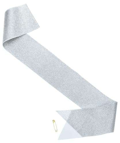 sourcing map Banda en blanco, 2 bandas en blanco, accesorio para ceremonias de graduación, cumpleaños, boda, color plateado