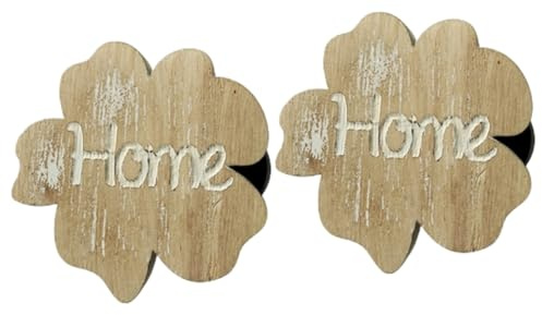 2 Embrasses, Pinces à Rideaux décoration ou voilages, en Bois, modèle Lovely Home, Couleur Naturelle