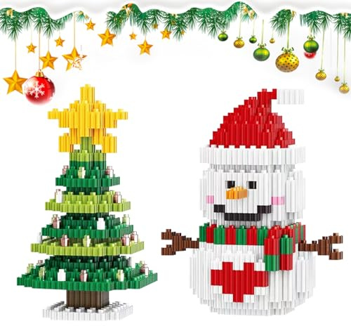 Durdiiy Weihnachtsbauset, Bausteine Modell,Weihnachtsmann Elch/Schneemann Weihnachtsbaum Bausteine,Konstruktionsspielzeug für Mädchen und Jungen Geschenk zu Weihnachten für Mädchen und Jungen