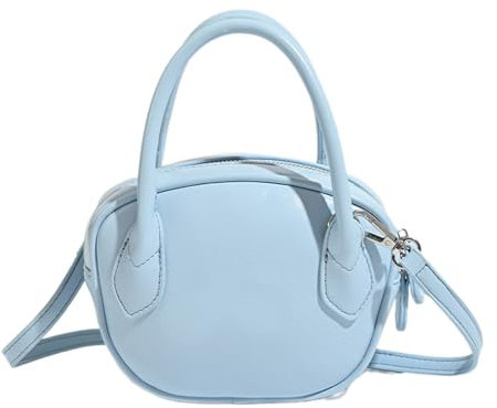 Zkydhbd Umhängetasche, Damentasche, koreanischer Stil, Umhängetasche, modische Umhängetasche, PU-Leder, Kuriertasche, Einkaufstasche, Bowlingtasche für den täglichen Gebrauch, blau, One size