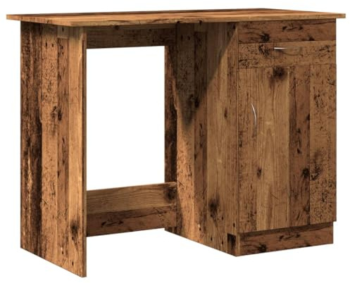 vidaXL Bureau 100x50x76 cm bewerkt hout oud houtkleurig
