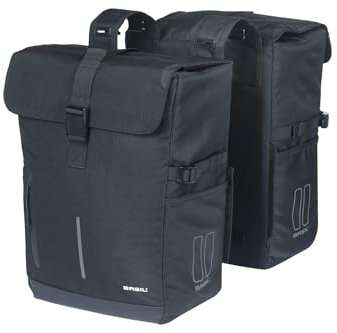 Basil Move - Borsa doppia da 30 l, impermeabile, in poliestere riciclato, compatibile con MIK e Racktime