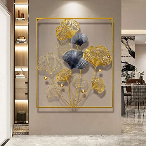 Handgefertigtes Ginkgo-Blatt, Metall-Wandkunst, Dekoration, 3D, große Wand-Skulptur für Zuhause, Wohnzimmer, Schlafzimmer, Küche, Büro, einzigartiges Ornament, 84 x 72 cm