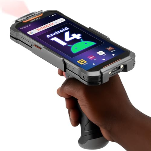 MUNBYN 2026 Nuevo Escáner de Código de Barras Android 14 Actualizable a 18, PDA Móvil 4 GB + 128 GB, 7000mAh, Escáner Zebra SE4710 1D/2D/QR, Carga Rápida, Resistente a Caídas de 2m, AS01P