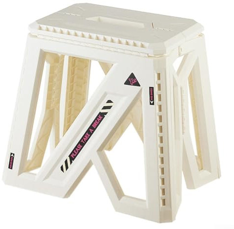 Sgabello pieghevole da esterno con design compatto, ideale per viaggi in campeggio e soluzioni di archiviazione per piccoli spazi (bianco 2)