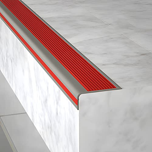 Perfil de goma antideslizante de PVC para escalones de exterior e interior, adhesivo antideslizante, acabado negro (100 cm)