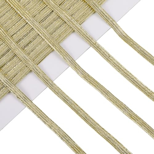 GORGECRAFT 20 m de Bande Élastique Plate Dorée à Paillettes Métalliques 6mm Ruban Élastique Tricoté pour Couture Artisanat Jupe Ceinture Confection de Vêtements