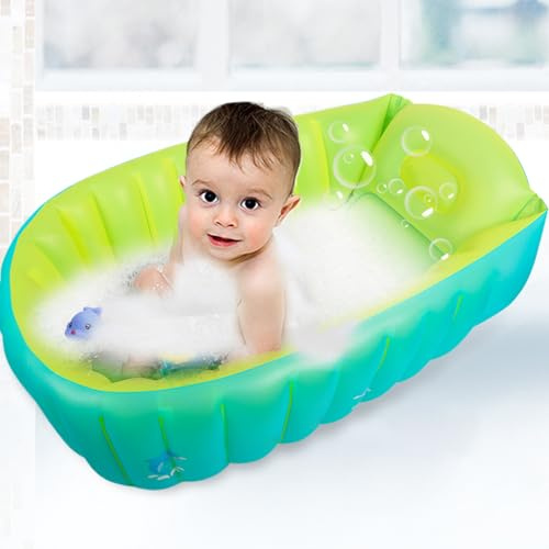 Babybadewanne, Babybadewanne, Aufblasbares Duschbecken mit Pumpe | Anti-Kollision, ergonomisches Design, dickes Material, Baby-Must-Haves für Reisen und Campen